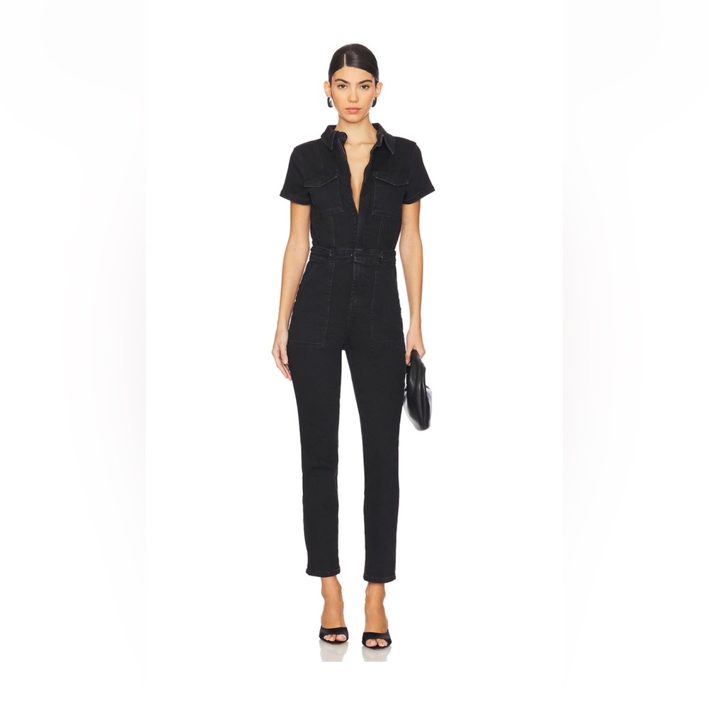 Good American Black Skinny denim Jumpsuit with Tailored Fit